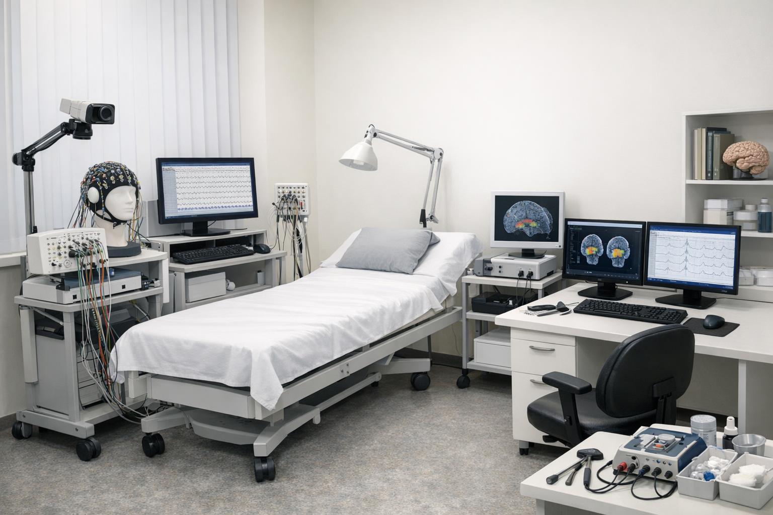 gabinet neurologiczny z wyposażeniem do badań EEG i diagnostyki